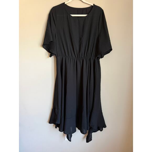 Black Whimsygoth Fairy Midi Dress | Flowy Batwing Sleeves | Witchy Romantic | XL - Picture 4 of 8